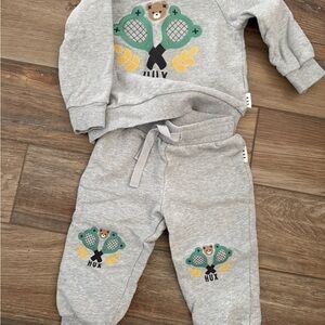 Hux Gray Bear and Tennis Racket Toddler Set size 3 organic cotton